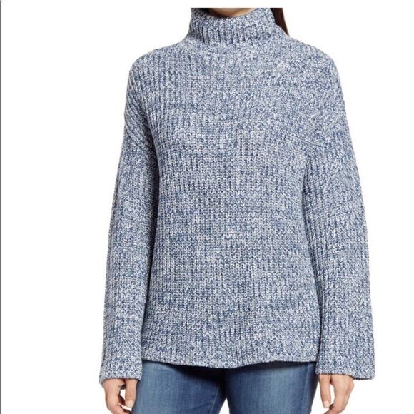Caslon Blue Ensign-Ivory Marl Shaker Mock Neck Chunky Knit Sweater - Picture 1 of 9